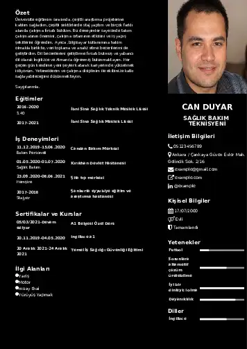 Hasta Bakıcı Cv Örnekleri cv indir